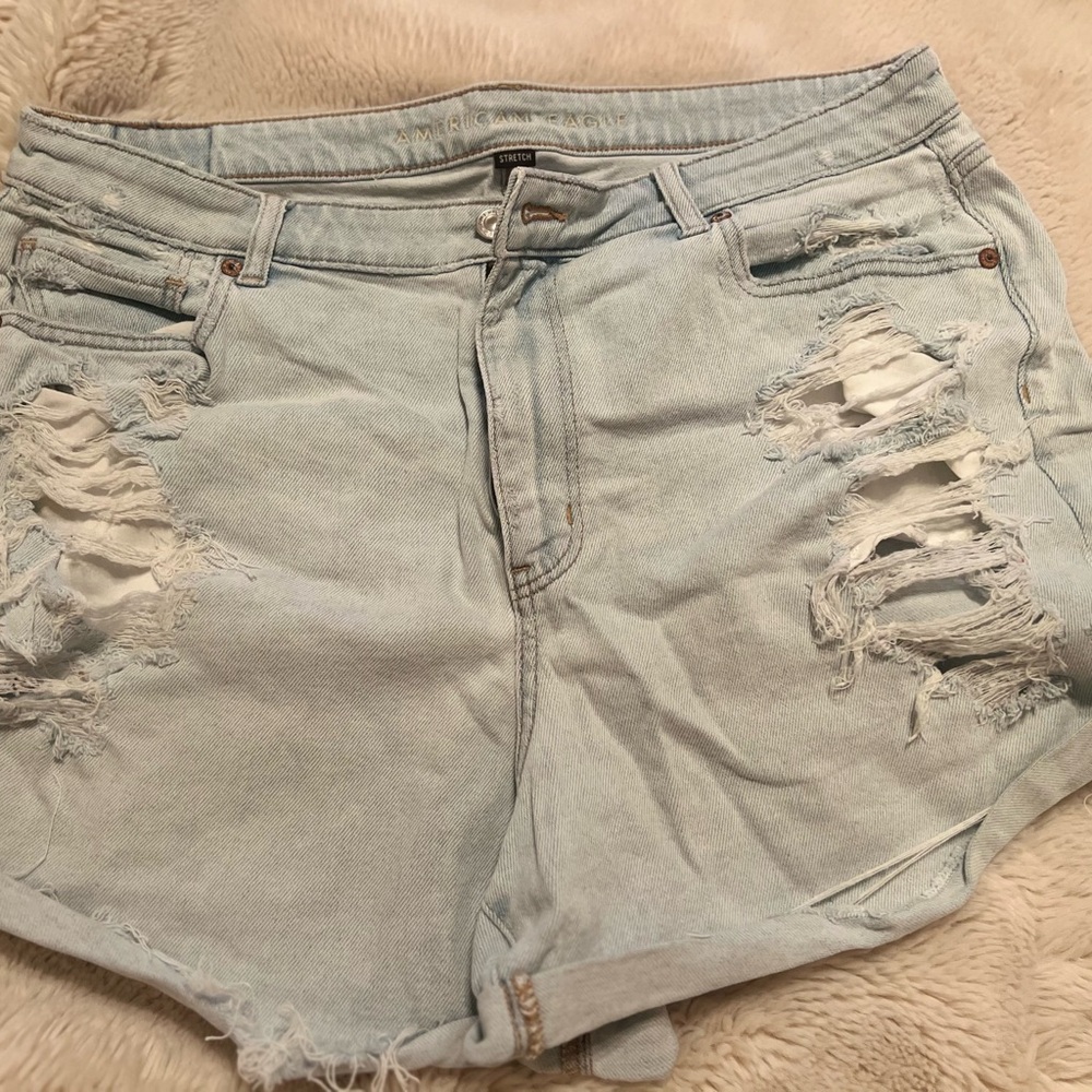 American Eagle Outfitters Light Wash Ripped Jean Shorts